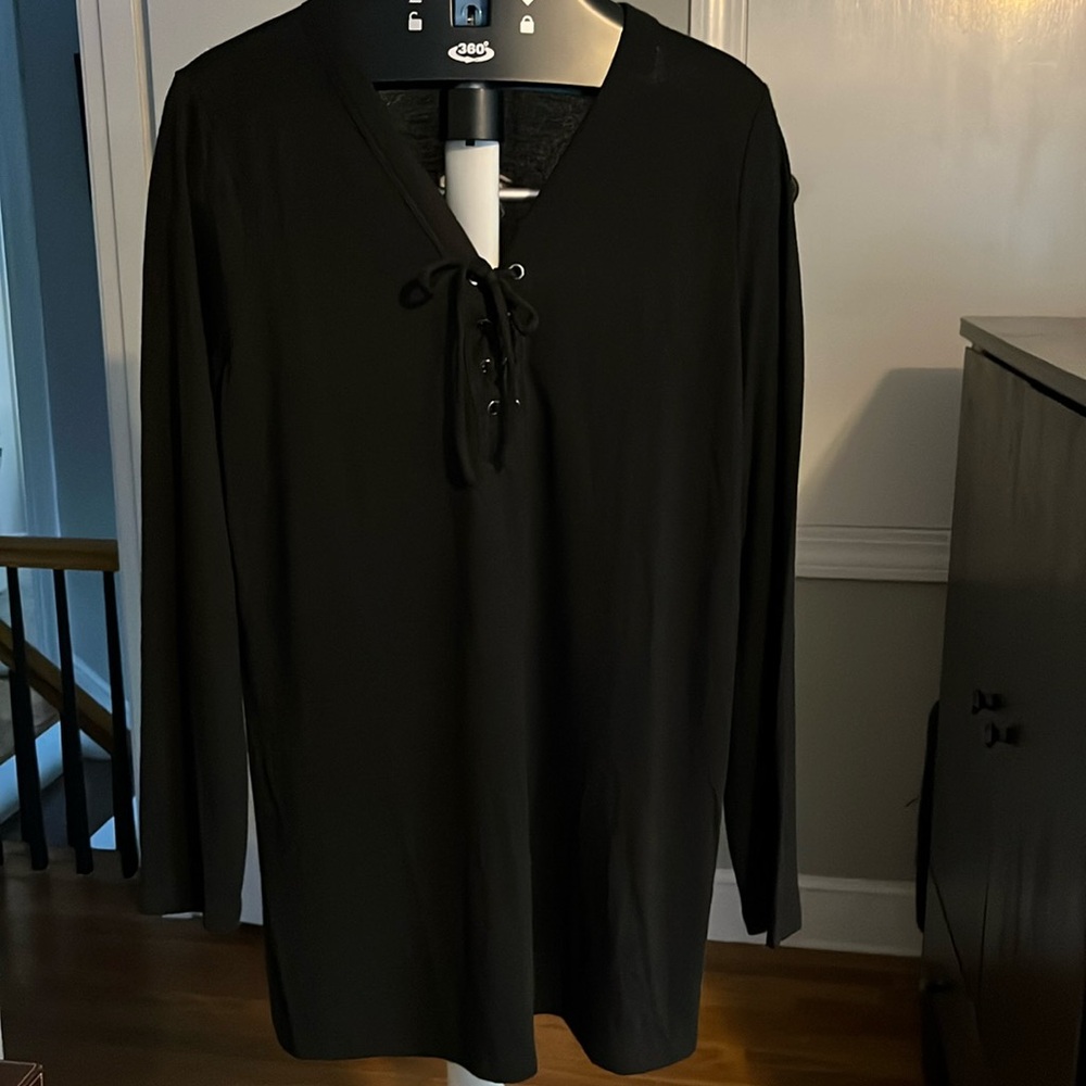 Banana republic black lace up top